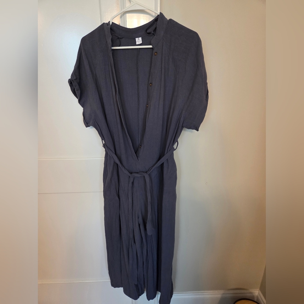 Women’s Dark Gray Jumpsuit Romper with Tie Waist